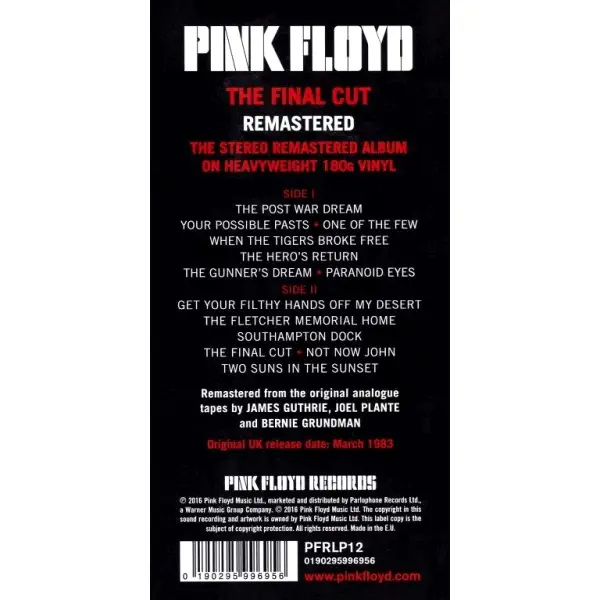 Pink Floyd - The Final Cut – Vinilinės plokštelės