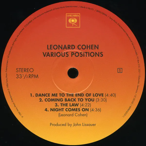 Leonard Cohen - Various Positions