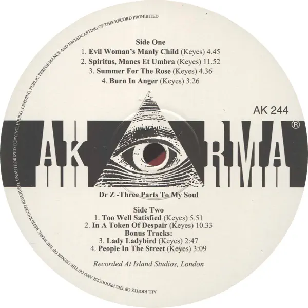 Dr. Z - Three Parts To My Soul – Vinilinės plokštelės